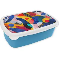 MuchoWow Broodtrommel Blauw - Lunchbox Vormen - Abstract - Stippels - Blauw - Brooddoos 18x12x6 cm - Brood lunch box - Broodtrommels voor kinderen en volwassenen