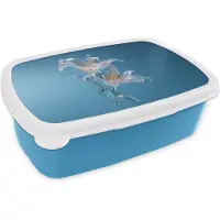 MuchoWow Broodtrommel Blauw - Lunchbox Lelies - Blauw - Glazen - Brooddoos 18x12x6 cm - Brood lunch box - Broodtrommels voor kinderen en volwassenen