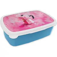 MuchoWow Broodtrommel Blauw - Lunchbox Roze - Verf - Coffee - Brooddoos 18x12x6 cm - Brood lunch box - Broodtrommels voor kinderen en volwassenen