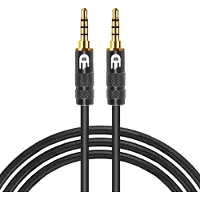 Drivv. AUX Kabel 3.5 mm - Jack naar Jack - 4 Polige Audio Kabel - Gold Plated - Male to Male - PVC - Zwart - 3 meter