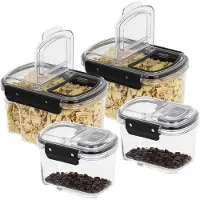 Hi Voorraad bus set van 4 - transparant - 1700 ml / 700 ml - met deksel - voorraadbus/bakjes