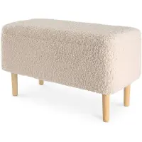 Lisomme Bankje Sem bouclé met opbergruimte | chenille beige 75x46x36 cm bankjes | NADUVI