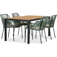 LUX outdoor living Delta/Seville mint dining tuinset | 4 personen | teakhout + touw | 160cm