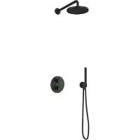 Hotbath Cobber IBS20A Inbouw Doucheset - 3-standen Handdouche - 20cm Hoofddouche - Wandarm - Wandhouder - Geborsteld Zwart PVD - Messing - Kranen, - Kranen, Douchekranen, Douchesets, Inbouw douchesets