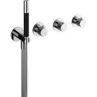 Hotbath Cobber X CX7171EXT afbouwdeel inbouwthermostaat met staafhanddouche aan houder en 2 stopkranen geborsteld zwart PVD