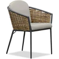 Denza Furniture Lucca dining wicker tuinstoel stapelbaar | wicker + aluminium | zand 1 persoon