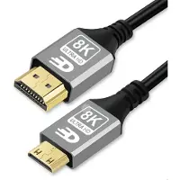 Drivv. Premium Mini HDMI naar HDMI Kabel 2.1 - 8K 60Hz / 4K 120Hz Ultra HD - 1 meter - Grijs - Geschikt voor Camera's, Tablets en Laptops
