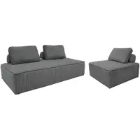 Sweeek Set van fauteuils voor modulaire bank 3 zitplaatsen corduroy Donkergrijs
