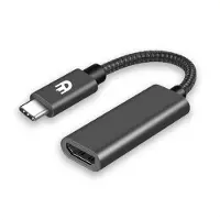 Drivv. USB C naar HDMI Adapter - Ondersteunt 4K 60Hz - Thunderbolt 3 - Nylon - Grijs