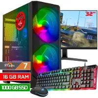 Screenon - Game Computer / Gaming PC Set (32" Monitor + Muis & Toetsenbord) - Ryzen 7 8700G - 1000GB M.2 SSD - 16GB RAM - AMD Radeon 780M - Windows 11