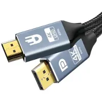 Drivv. Premium Displayport naar HDMI Kabel - 4K 60hz - Nylon - 3 meter - Grijs