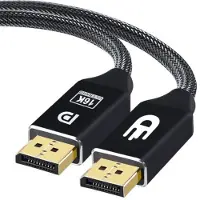 Drivv. DisplayPort Kabel 2.1 - 16K 60Hz 8K 120Hz 4K 144Hz - 80Gbps - DisplayPort naar DisplayPort - DP Kabel - 2 meter - Zwart