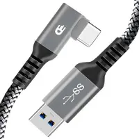 Drivv. USB naar USB C Kabel - Haaks - USB C Data en oplaadkabel - Fast Charge / Snellader - 3 meter - Grijs