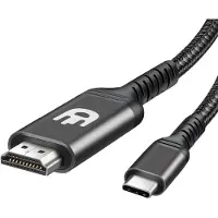 Drivv. USB C naar HDMI Kabel - 4K @60Hz - 2 Meter - Type C naar HDMI - Thunderbolt 3 - Nylon - Grijs