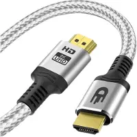 Drivv. HDMI Kabel 2.1 - Ultra HD High Speed - HDMI naar HDMI - Geschikt voor gameconsoles - 2 meter - Nylon - Zilver Wit