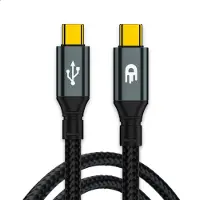 Drivv. Drivv USB C naar USB C Kabel 3.2 - 100W Snellader - 4K 60Hz - 20Gbps - 1 Meter Kort - Nylon - Grijs