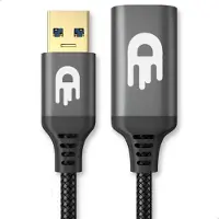 Drivv. Premium USB Verlengkabel 3.0 - Mannelijk naar Vrouwelijk - USB Data Kabel - Snelle Overdracht - 5Gbps - Nylon - 5 Meter - Zwart