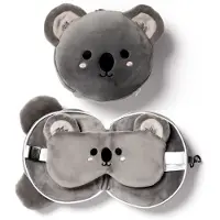 Puckator Koala knuffel/reiskussen/slaapmasker - 2-in-1 set - voor kinderen- in vliegtuig of auto