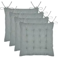 Stof Textile stoelkussen Coline - 4x - mintgroen - 38 x 38 x 4 cm - touwtjes sluiting - zitkussens - binnen/buiten