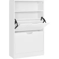 Mazazu - Schoenenkast - 2 kleppen - Halmeubel - Wit - 60x24x102