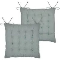 Stof Textile stoelkussen Coline - 2x - mintgroen - 38 x 38 x 4 cm - touwtjes sluiting - zitkussens - binnen/buiten