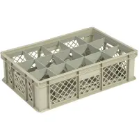 HorecaTraders Beige Kunststof krat | L60xB40xH17 cm | MAX. hoogte glazen 1,35cm | 4 formaten