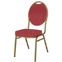 HorecaTraders Stapelstoel | Staal | Rood/Goud | 4 stuks