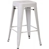 HorecaTraders Stapelbare Barkruk Tolix | Staal | Wit | 4 stuks