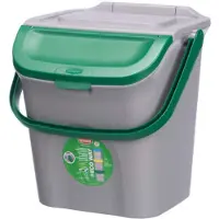 Stefanplast - Afvalbak 28L - Compostbak - GFT Afvalbak - Stapelbaar - Afvalscheiding - Groen/Grijs
