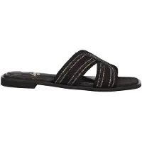 La strada 2401931-1001 black/pewter dames slippers