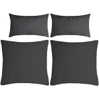 Stof Textile sierkussen Nelson - set 4x - donkergrijs - 2 formaten - bank kussens - polyester