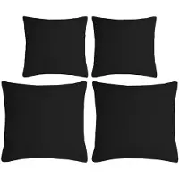 Stof Textile sierkussen Nelson - set 4x - zwart - 2 formaten - bank kussens - polyester