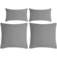 Stof Textile sierkussen Nelson - set 4x - grijs - 2 formaten - bank kussens - polyester