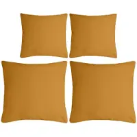 Stof Textile sierkussen Nelson - set 4x - okergeel - 2 formaten - bank kussens - polyester