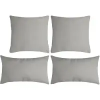Stof Textile sierkussen Nelson - set 4x - lichtgrijs - 2 formaten - bank kussens - polyester