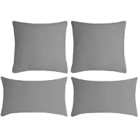 Stof Textile sierkussen Nelson - set 4x - grijs - 2 formaten - bank kussens - polyester