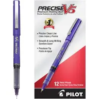 Pilot Precise V5, Capped Vloeibare Inkt Rollerballpennen, Extra Fijne Punt 0.5 mm, Paars, Verpakking van 12