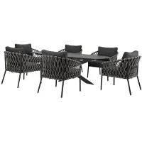 AVH-Collectie Amalfi San Francisco low dining tuinset 7 delig 240x100xH69 cm keramiek rope