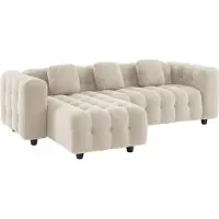Sweeek Verstelbare hoekbank, boucléstof Beige