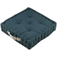 Stof Textile Vloerkussen DUO - blauw - katoen - 45 x 45 x 10 cm - vierkant - Extra dik - extra zitplaatsen - spelen - gamen - relaxen