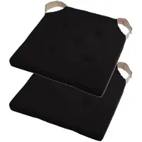 Stof Textile stoelkussen DUO - 2x - zwart - 38 x 38 x 4 cm - klittenband sluiting - zitkussens - binnen/buiten