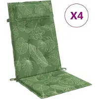 vidaXL Stoelkussens 4 st hoge rug bladpatroon oxford stof
