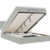 vidaXL Ottoman bed met matras en LED's 140x190cm fluweel lichtgrijs
