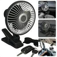 Cheqo Autoventilator 12 Volt - Ventilator voor Auto en Vrachtwagen - Auto Airco - Oscillerend - Compacte Ventilator met Clip - 2 Snelheden