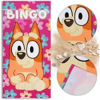 Sarcia.eu Bluey Bingo SNELDROGENDE strandlaken, kinderbadlaken MICROVEZEL handdoek 70x140 cm OEKO-TEX