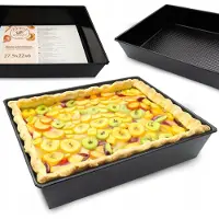 Meyerhoff Cakevorm Rechthoekig – Bakblik Rechthoek 27,5x22x6 cm – Non-Stick Bakvorm – Zwart