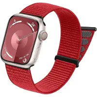 Strap-it Nylon Loop bandje - Geschikt voor Apple Watch Series 1/2/3/4/5/6/7/8/9/10/11/SE/SE2/SE3 - Rood - Nylon bandje met klittenband - Stof iWatch bandje voor maat: 38 / 40 / 41 / 42mm