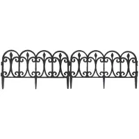 Gerimport Tuinhekjes - 12x stuks - kunststof - 690 cm - 57 x 32 cm - zwart - borderrand - tuinafscheiding