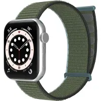 Strap-it Nylon Loop band - Geschikt voor Apple Watch (Series 12/11/10), (SE 3/2/1), (Series 9/8/7/6/5/4) - 38/40/41/42mm - Olijfgroen - Nylon bandje met klittenband - Stof iWatch bandje