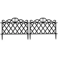 Gerimport Tuinhekjes - 12x stuks - kunststof - 720 cm - 48 x 36 cm - zwart - borderrand - tuinafscheiding
